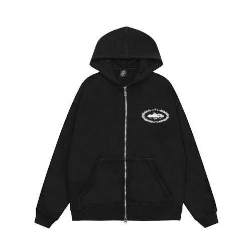 Corteiz superior zip up - black